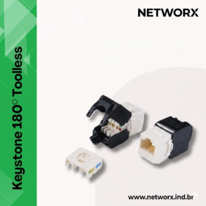 Conector Keystone RJ45 Jack 180° Toolless Slim U/UTP Branca (WT-2321) – Networx